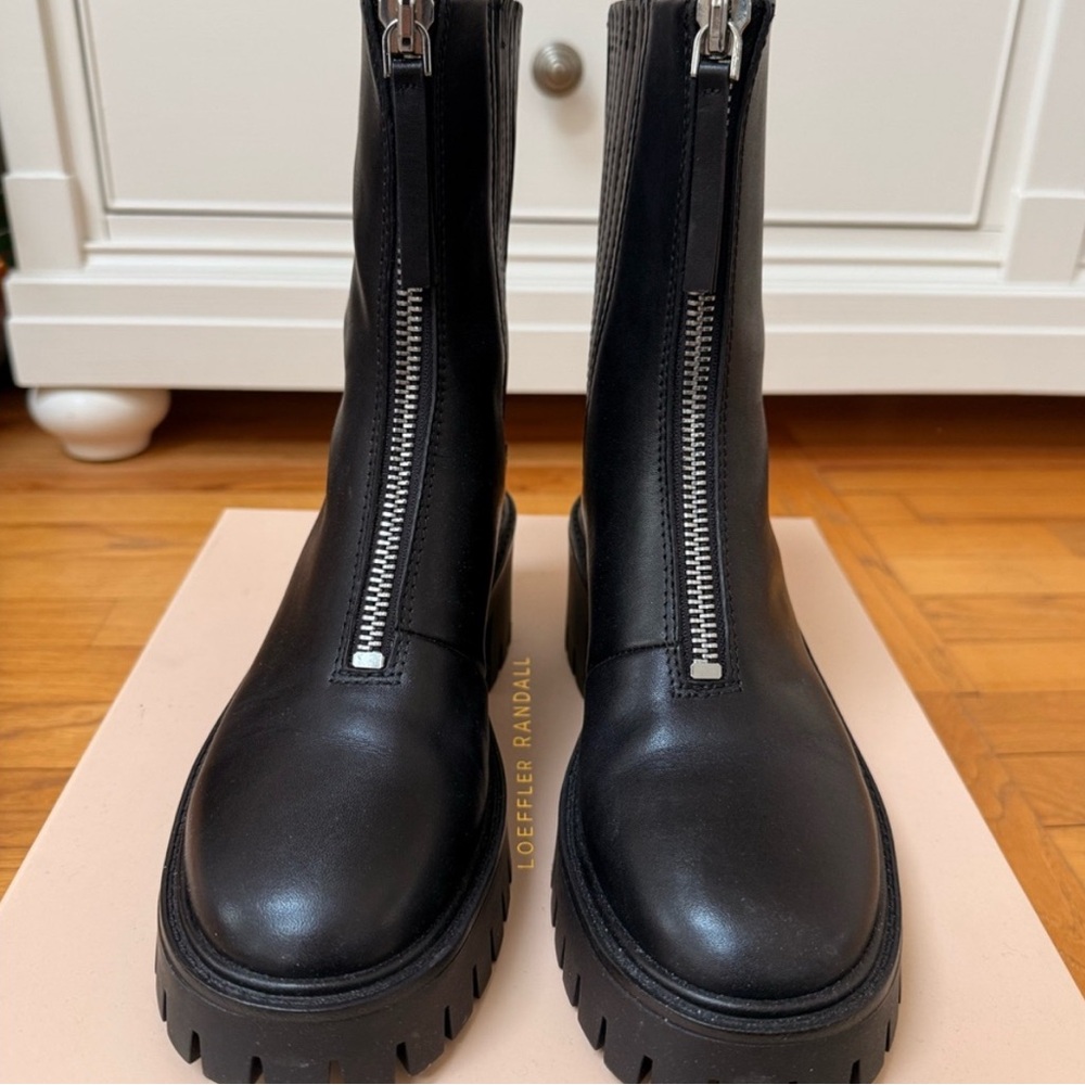 Loeffler Randall NWOT Black Zip Up Lug Sole Trixie Boots Size 9